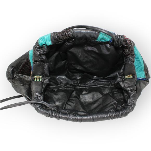 Vintage 80s Bags (3) Gold Quilted Sharif Red Patchwork Leather - Picture 16 of 16